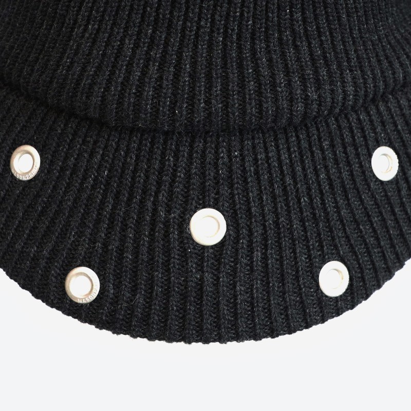 Metal Eyelet Knit Slouchy Cap